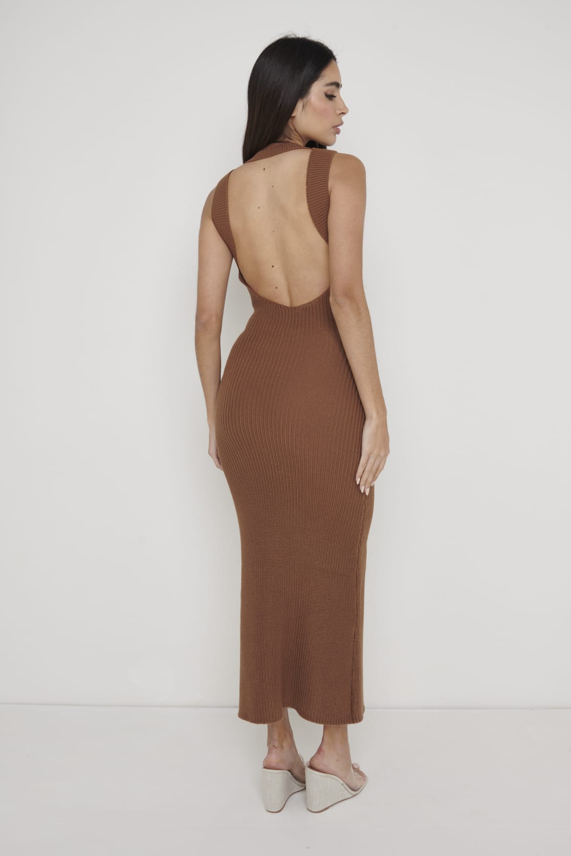 Sutton Contrast Crochet Dress - Brown