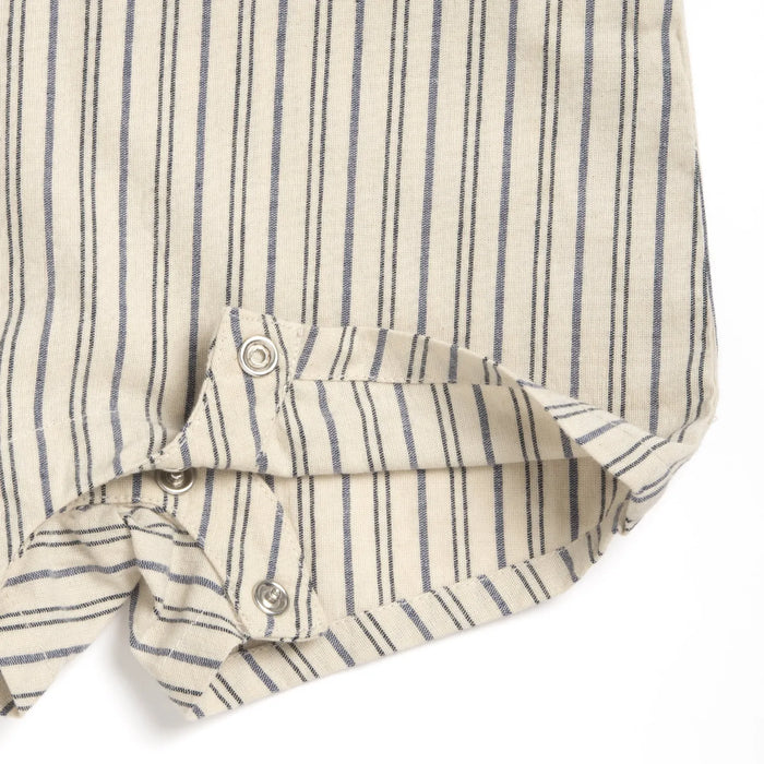 Boys Light Natural Striped Short Dungaree