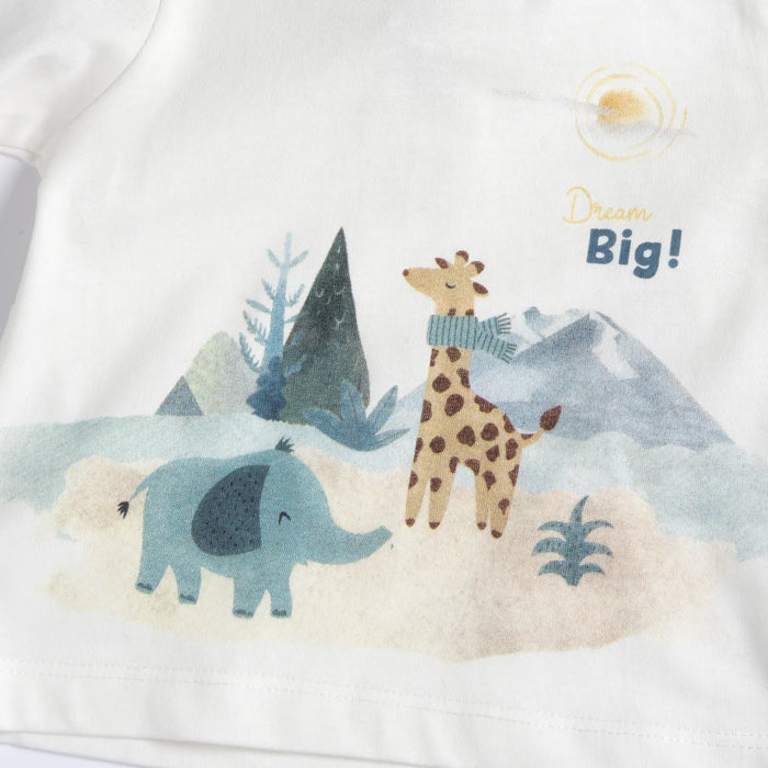 Boys White & Blue Animal Printed Long Sleeve T-shirt