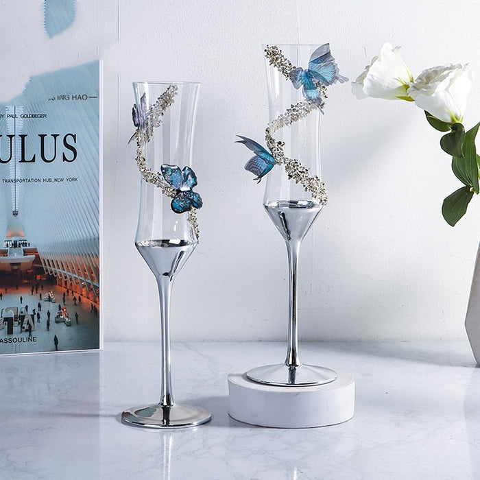 Creative Girdle Champagne Cup Crystal Glass Butterfly Stickers 🇨🇳