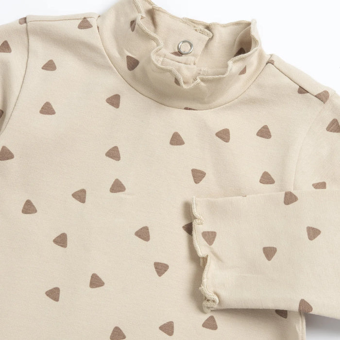 Girls Beige Printed Knitted Long Sleeve T-shirt