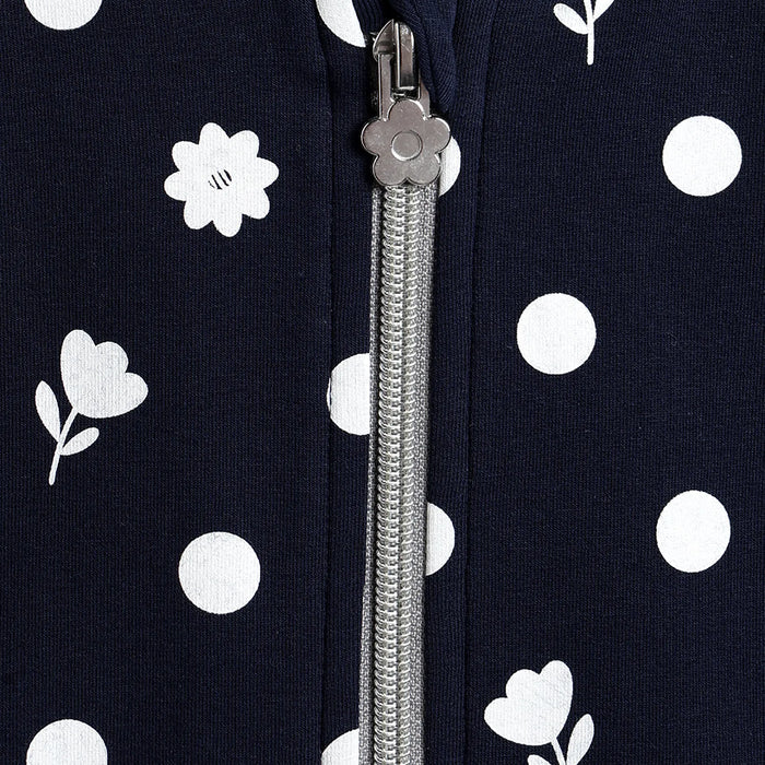 Girls Dark Blue Printed Cardigan