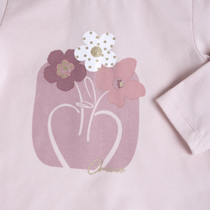 Girls Light Pink Cotton Long Sleeve T-shirt