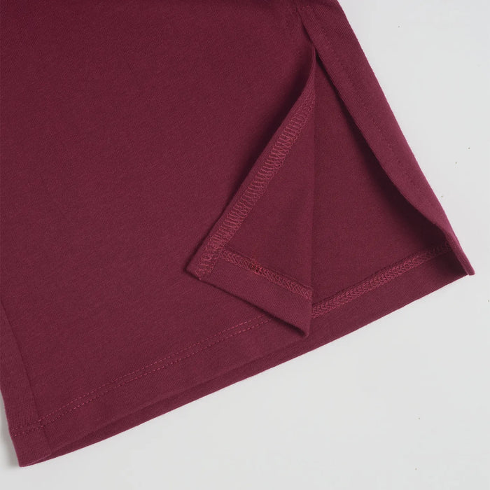 Girls Maroon Solid Knitted Trouser