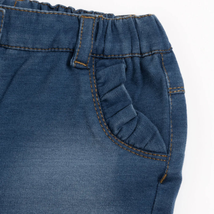 Girls Medium Blue Solid Jeans
