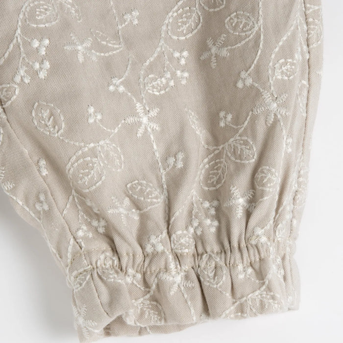 Girls Medium Natural Embroidered Joggers