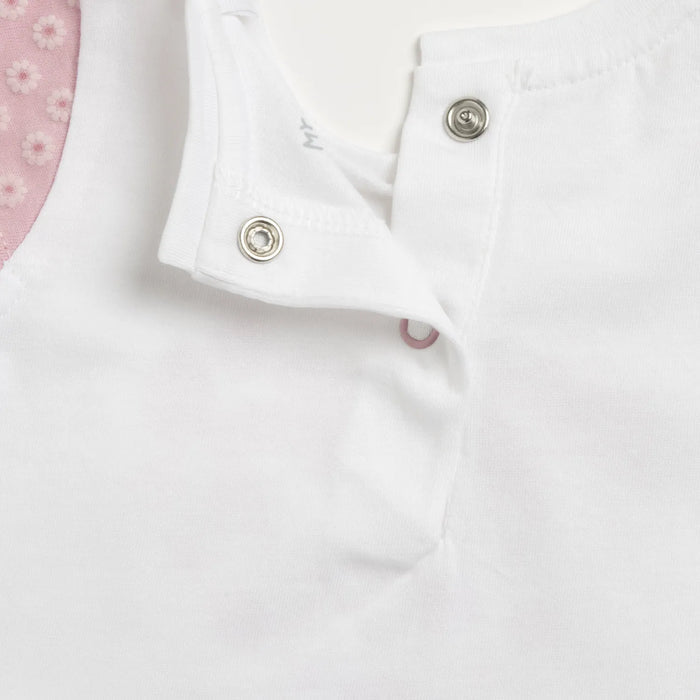 Girls White and Pink Graphic Printed T-Shirt with Shorts