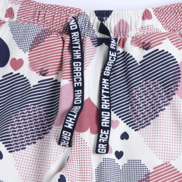 Girls White & Pink Printed Joggers