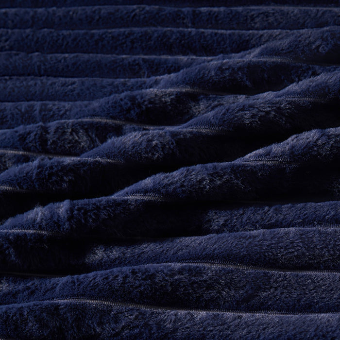 Ribbed Faux Fur Duvet Cover Set - Navy ๐ฌ๐ง