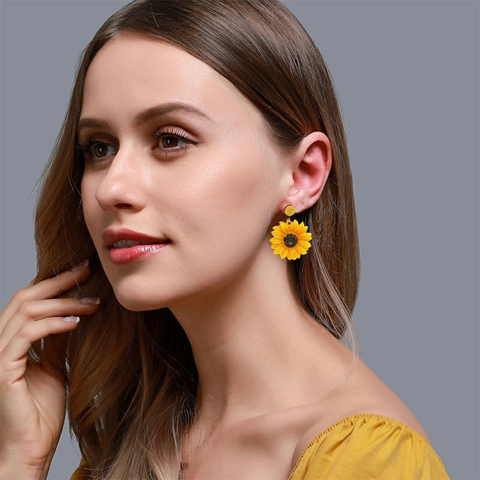 1 Pair Women Ear Stud Flower Pendant Exaggerated Dangle Drop Earrings 🇬🇧