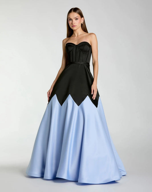 Black Satin Corset Ball Gown