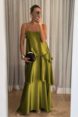Tove Tiered Ruffle Maxi Dress - Tarragon