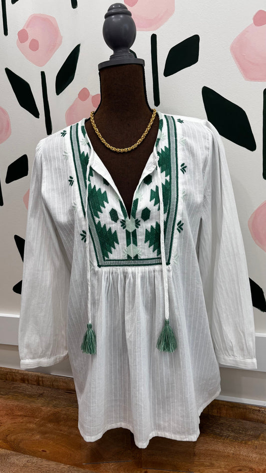 3/4 sleeve prairie blouse- Solange