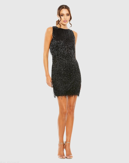 Beaded Fringe Mini Dress