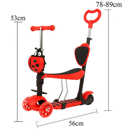 5in 1 Kids Adjustable Height Ladybug Scooter 🇬🇧