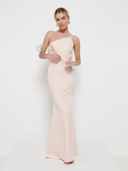 Amelia Crepe Bridesmaid Maxi Dress - Blush