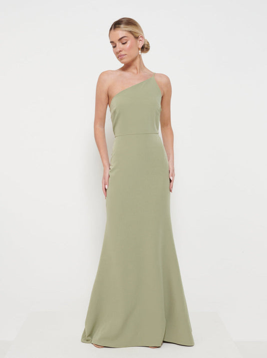 Amelia Crepe Maxi Bridesmaid Dress - Olive