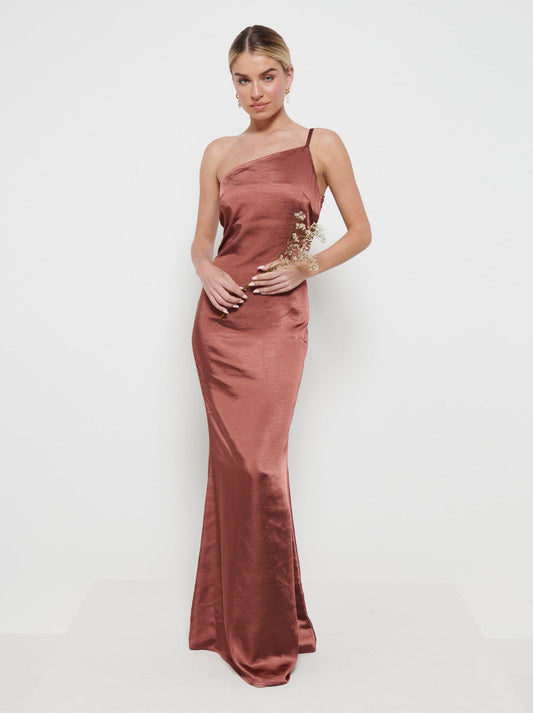 Amelia Maxi Bridesmaid Dress - Matte Mahogany