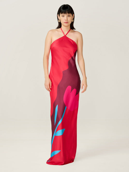 Andy Dress in Tulip Collage Print