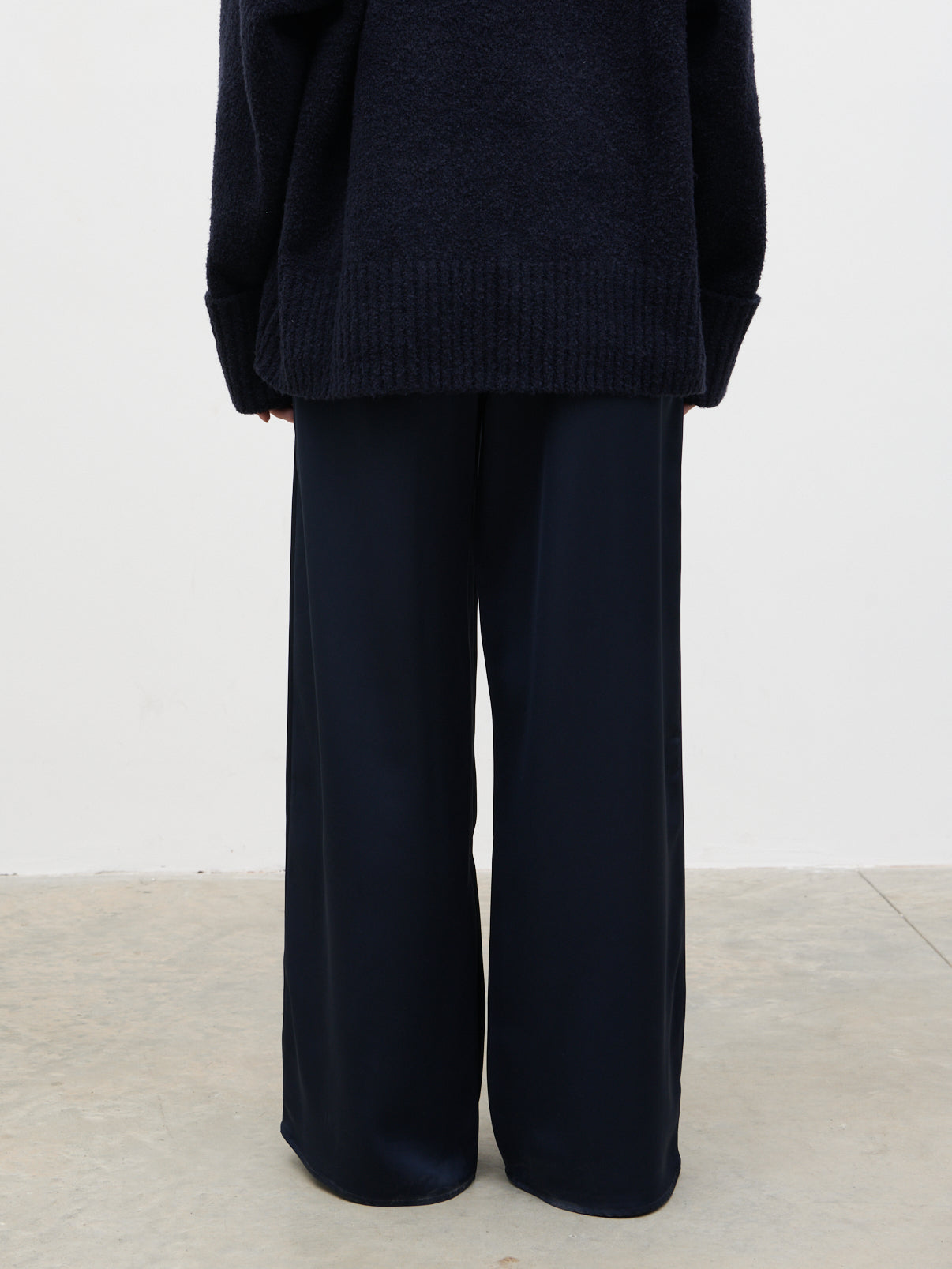 Breya Satin Drawstring Trousers - Navy