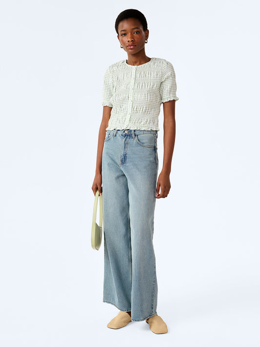 Burke Top in Mint and White Gingham