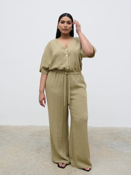 Carey Easywear Jumpsuit Curve - Olive
