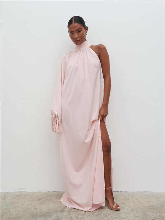 Cora Fringed Maxi Dress - Blush
