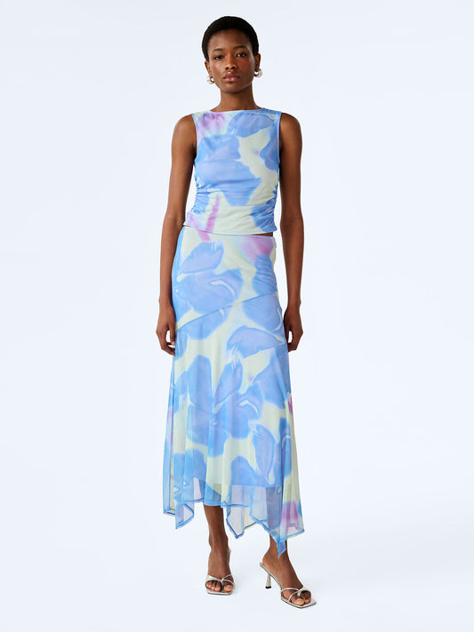 Cruze Skirt in Mint Glitched Floral