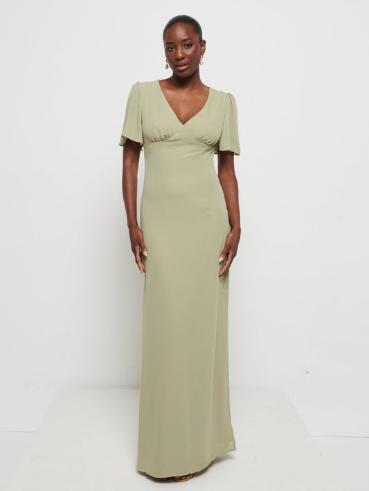 Edie Chiffon Maxi Bridesmaids Dress - Olive