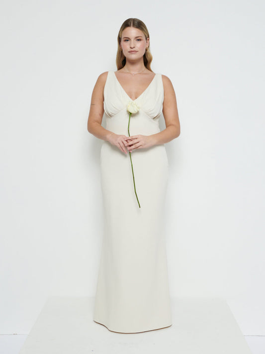Esmee Crepe Maxi Bridesmaid Dress - Champagne