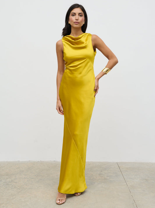 Everlee Cowl Maxi Dress - Saffron