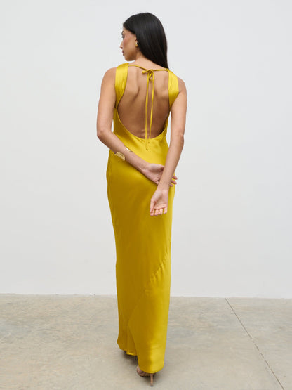 Everlee Cowl Maxi Dress - Saffron