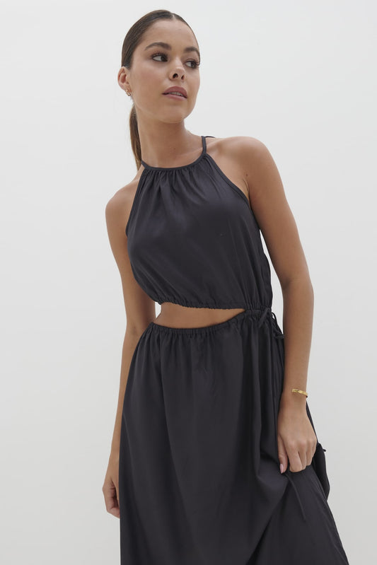 Fleur Cut Out Midaxi - Black