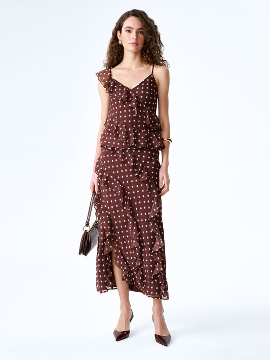 Darline Skirt in Brown Starburst Print