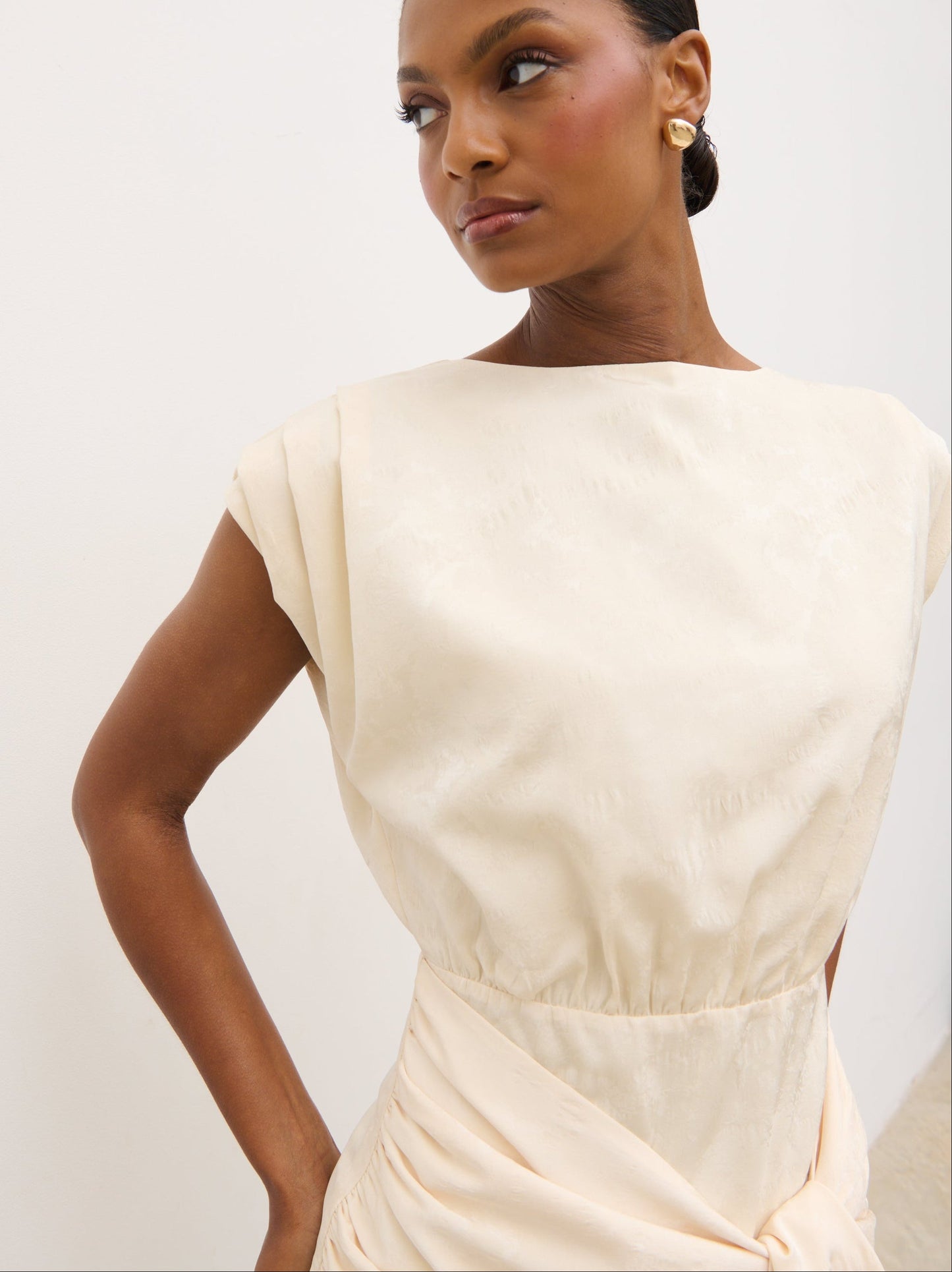 Hattie Jacquard Mini Fringed Dress - Cream