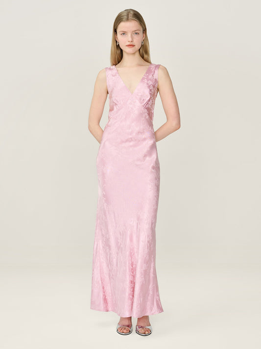 Iris Jacquard Dress in Bleached Mauve