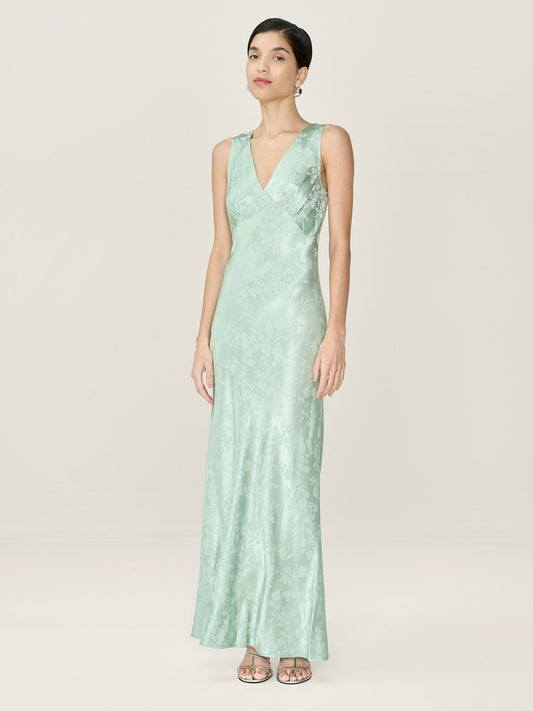 Iris Jacquard Dress in Sage
