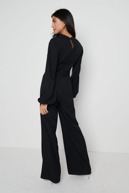 Jemima Balloon Sleeve Jumpsuit - Black