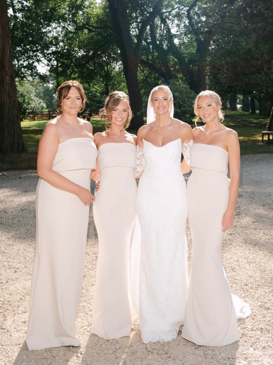 Julia Strapless Crepe Maxi Bridesmaid Dress - Blush