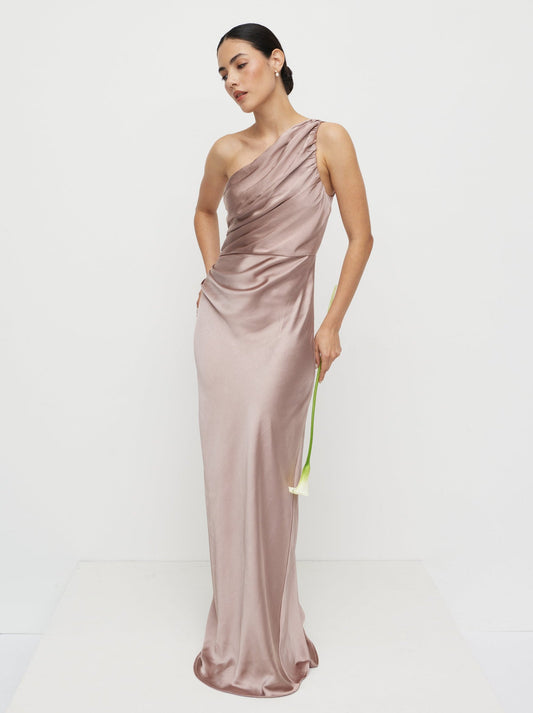 Juliet Ruched Satin Maxi Dress - Amethyst