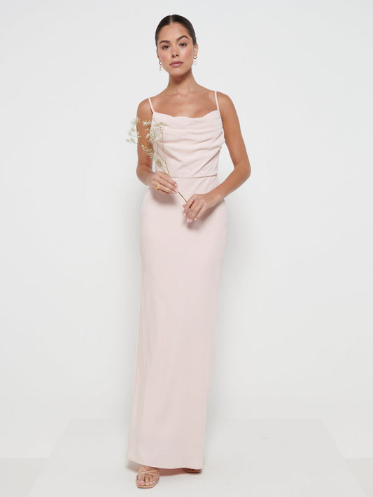 Keisha Cowl Neck Maxi Bridesmaid Dress - Blush