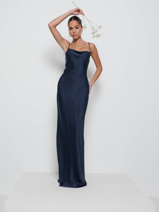 Keisha Maxi Bridesmaid Dress - Matte Navy