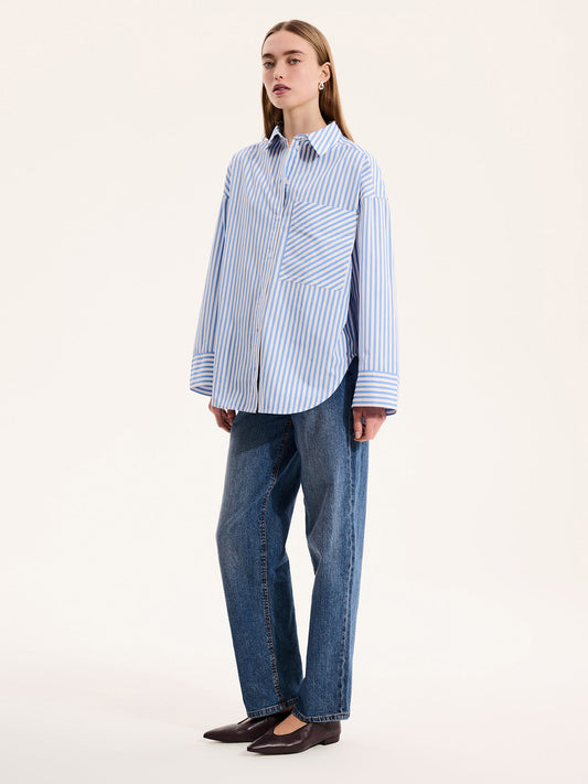 Kenda Stripe Shirt in Blue and White