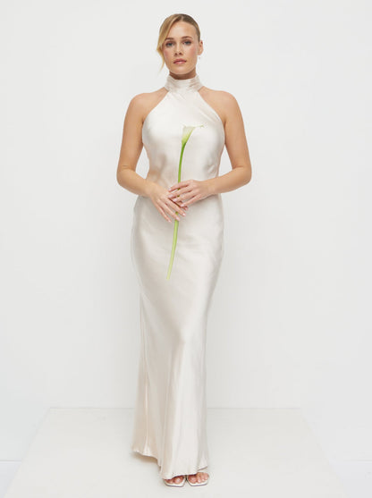 Kiara Satin Maxi Dress - Champagne