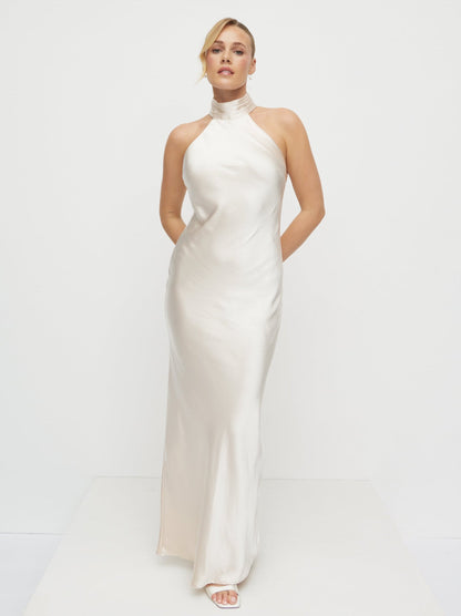 Kiara Satin Maxi Dress - Champagne