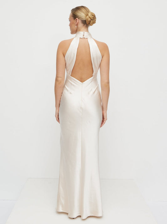 Kiara Satin Maxi Dress - Champagne