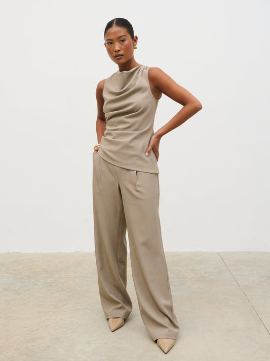 Flynn Slouchy Trousers - Mushroom