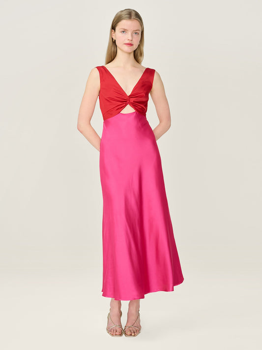 Maggy Dress in Raspberry and Barbados Cherry