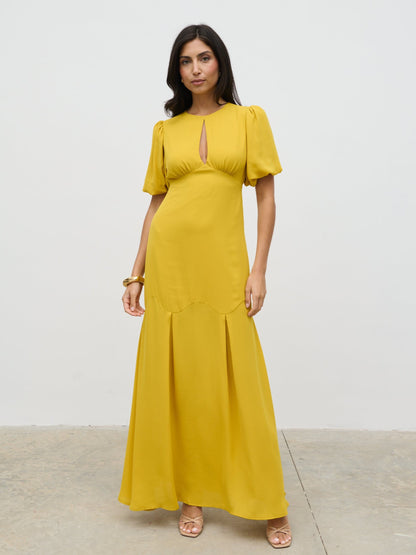 Maribel Puff Sleeve Maxi Dress - Yellow Ochre