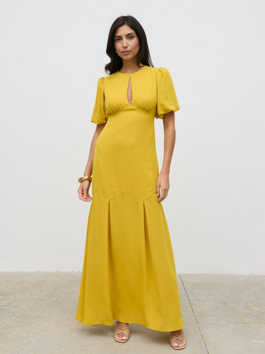 Maribel Puff Sleeve Maxi Dress - Yellow Ochre